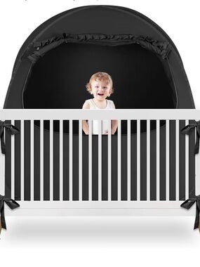 Yavil 3 in1 crib Blackout Cover Canopy for Baby,Pop Up Crib Tent for Pack n Play